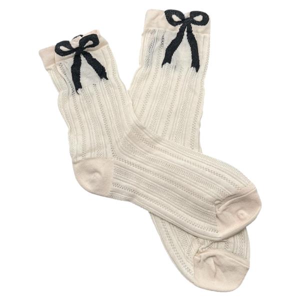 RIBBED BOW ACCENT CREW SOCK