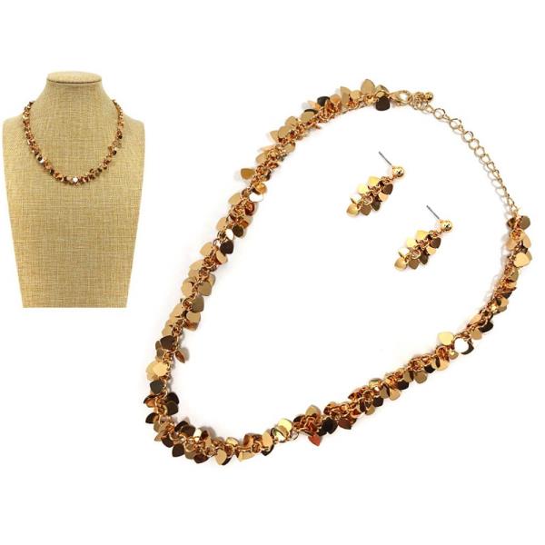METAL HEART NECKALCE EARRING SET