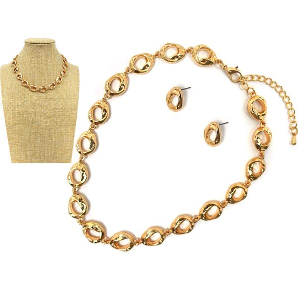 METAL NECKLACE EARRING SET