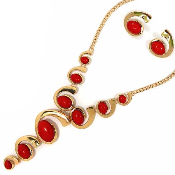 METAL W  ACRYLIC NECKLACE EARRING SET