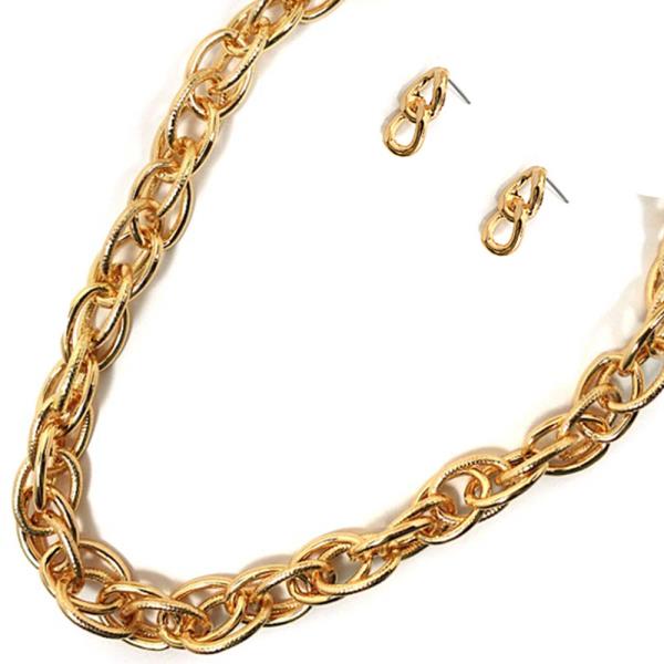 METAL CHAIN NECKLACE EARRING SET