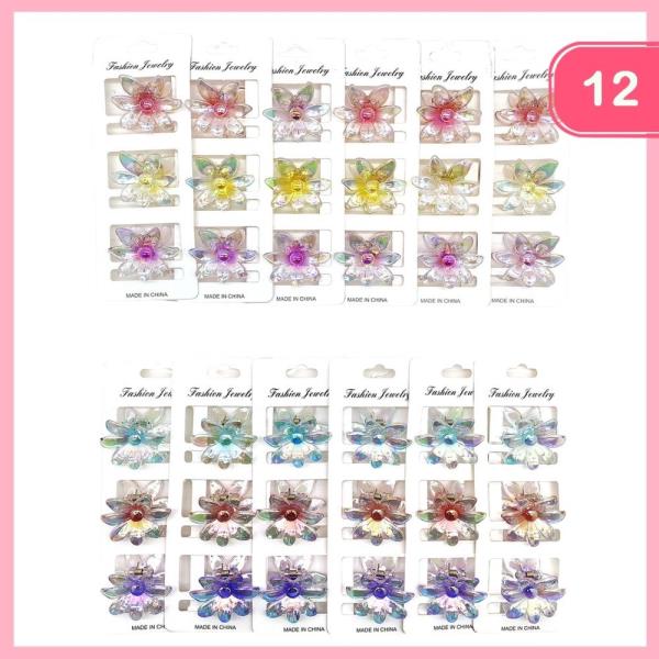 CLEAR FLOWER HAIR CLAW CLIP (12 UNITS)