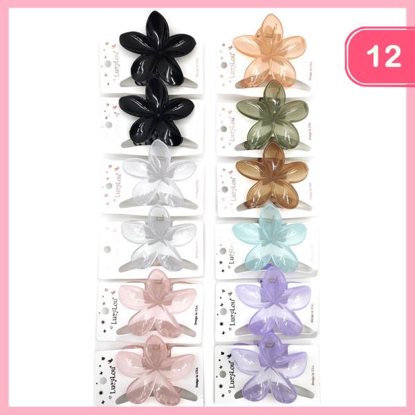 CLEAR FLOWER HAIR CLAW CLIP (12 UNITS)