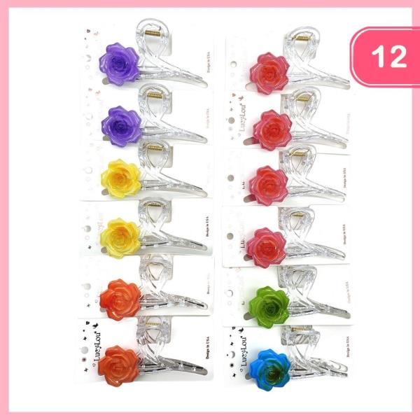 FLOWER CLEAR HAIR CLAW CLIP (12 UNITS)