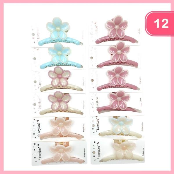 FLOWER HAIR CLAW CLIP (12 UNITS)