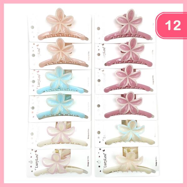 FLOWER HAIR CLAW CLIPS (12 UNITS)