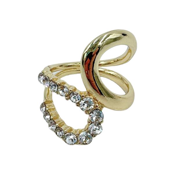 14K GOLD WHITE GOLD DIPPED CRYSTAL LOOP SCARF RING