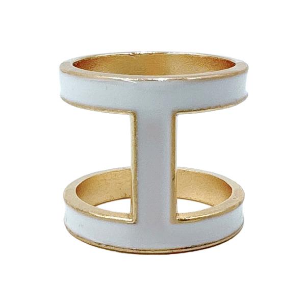 14K GOLD DIPPED H FRAME SCARF RING