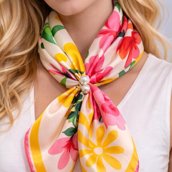 14K GOLD WHITE GOLD DIPPED DOUBLE PEARL SCARF RING