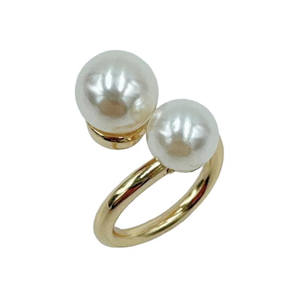 14K GOLD WHITE GOLD DIPPED DOUBLE PEARL SCARF RING