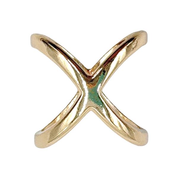 14K GOLD WHITE GOLD DIPPED X SCARF RING