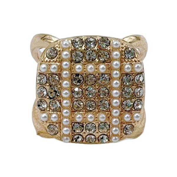 14K GOLD DIPPED PAVE SQUARE SCARF RING