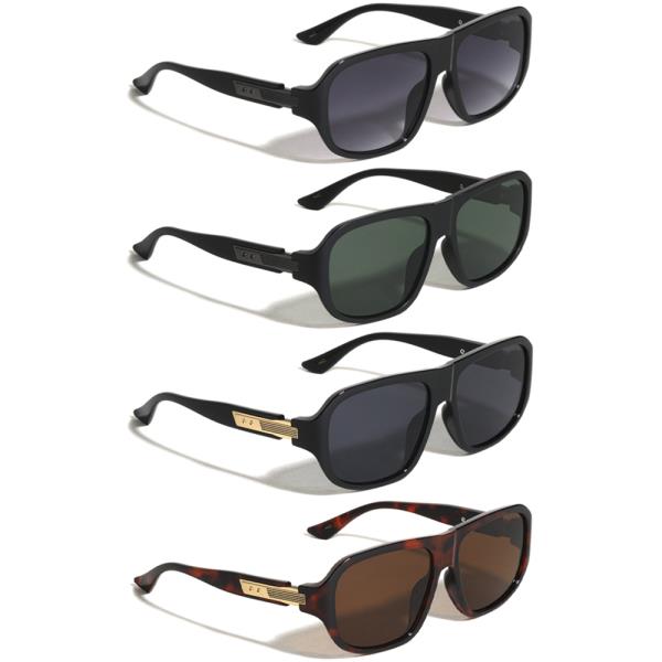 ART DECO HINGE ACCENT SQUARED AVIATORS SUNGLASSES 1DZ