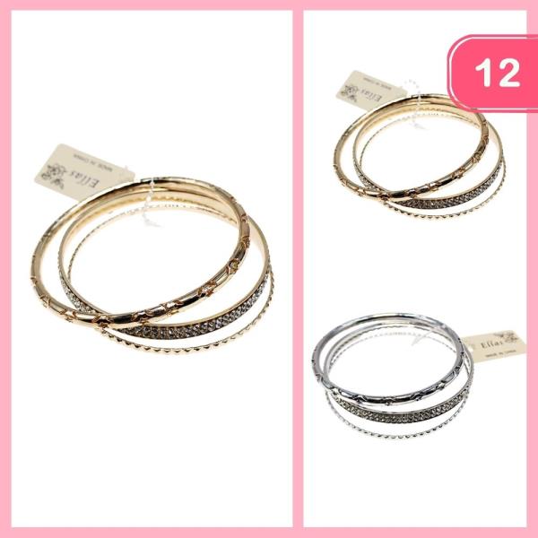 RHINESTONE BANGLE BRACELETS (12 UNITS)