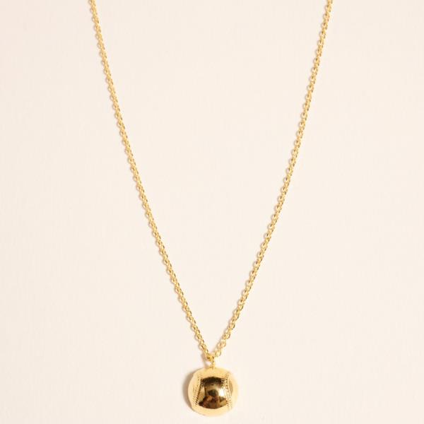 BASEBALL SHAPED GOLD DIPPED PENDANT NECKLACE