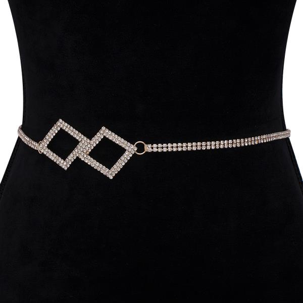 RHINESTONE TWO SQUARE HOOK BELT