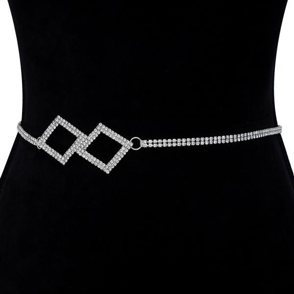 RHINESTONE TWO SQUARE HOOK BELT