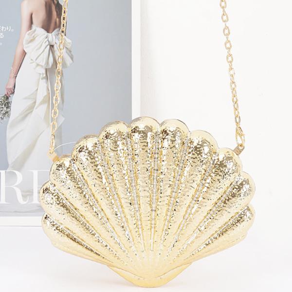 METALLIC TEXTURED SHELL EVENING CLUTCH