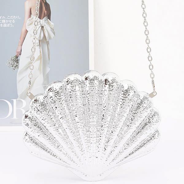 METALLIC TEXTURED SHELL EVENING CLUTCH