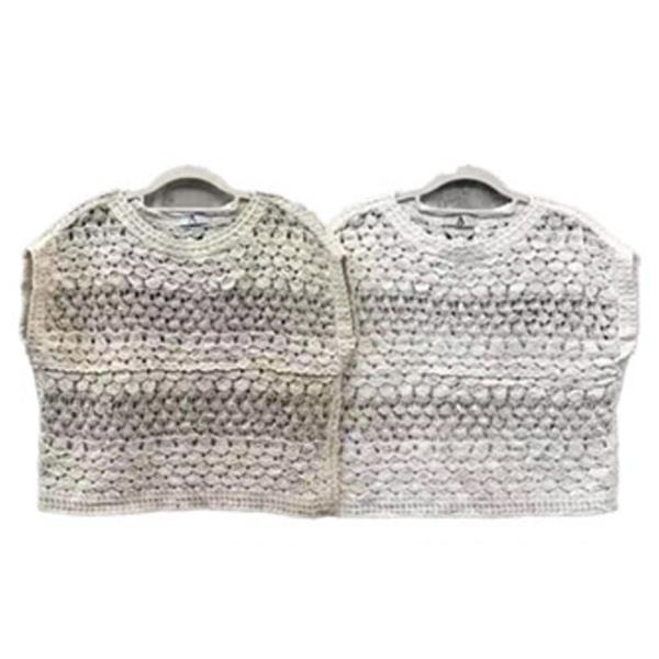 CROCHET KNIT SHORT SLEEVE CROP TOP