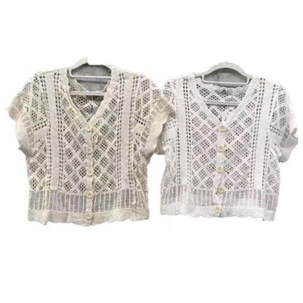 CROCHET LACE BUTTON FRONT CROP TOP