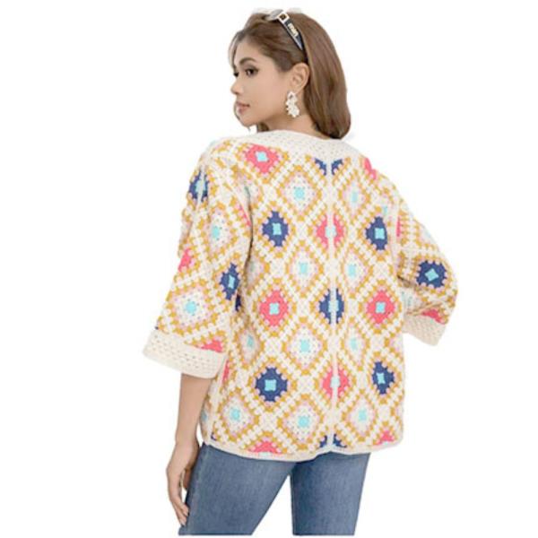GEOMETRIC PRINT OPEN FRONT CARDIGAN