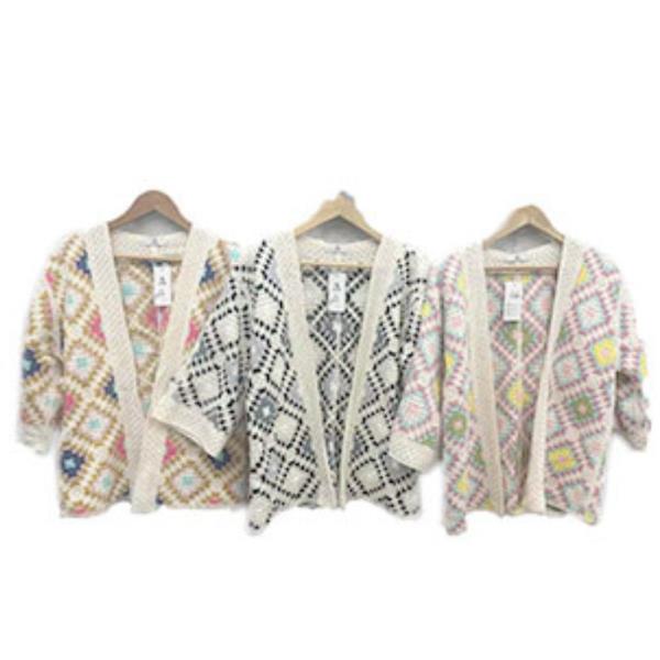 GEOMETRIC PRINT OPEN FRONT CARDIGAN