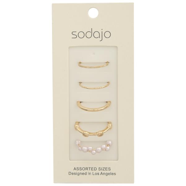 SODAJO ASSORTED METAL PEARL RING SET
