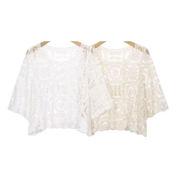 CROCHET LACE FLORAL CIRCLE MOCK NECK CROP TOP