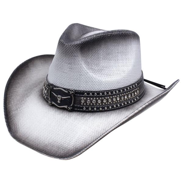 WESTERN STYLE FAUX LEATHER BAND COWBOY HAT