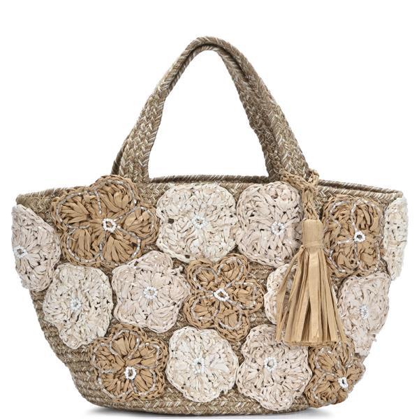 FLORAL WOVEN DESIGN TOTE BAG