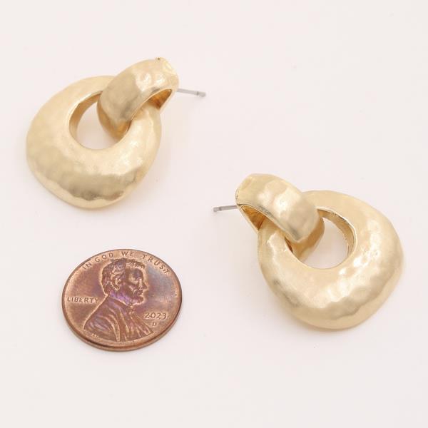 ROUND TEXTURED DESIGN METAL EARRING