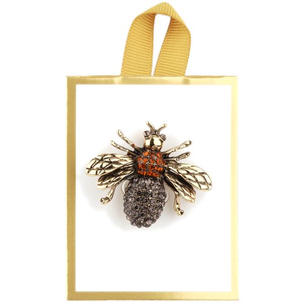 RHINESTONE BEE BROOCH PIN