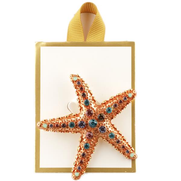 RHINESTONE SEA LIFE STAR FISH BROOCH PIN