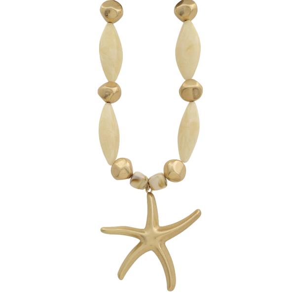 METAL MARBLE SEA LIFE STAR FISH NECKLACE