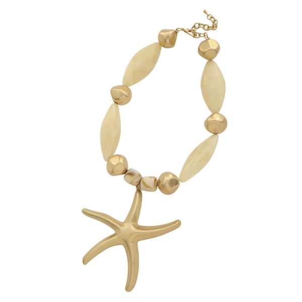 METAL MARBLE SEA LIFE STAR FISH NECKLACE