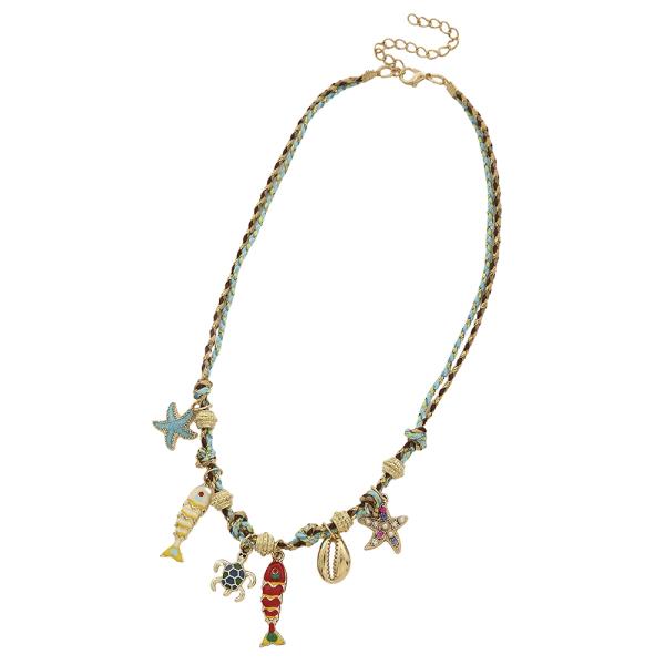 FABRIC EPOXY SEA LIFE CHARM NECKLACE