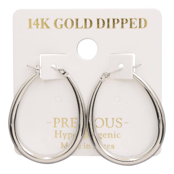 ROUND TEAR DROP SHAPE 14K GOLD DIPPED EARRING