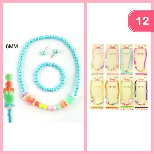 BEADED NECKLACE BRACELET EARRING SET (12 UNITS)