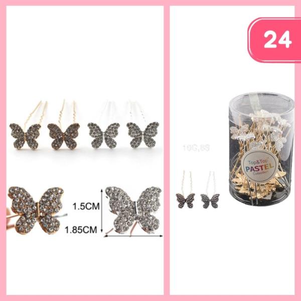 RHINESTONE BUTTERFLY PIN (24 UNITS)