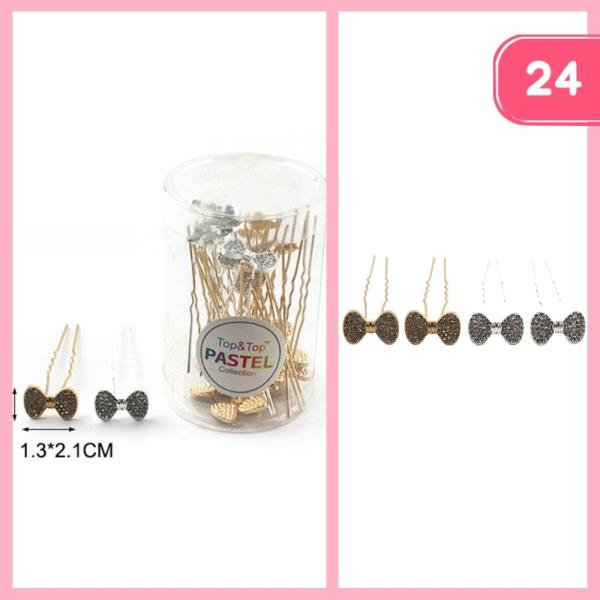 RHINESTONE BOW HAIR PIN (12 UNITS)