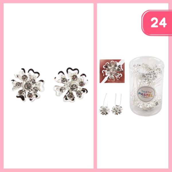 RHINESTONE FLOWER HAIR PINS (24 UNITS)