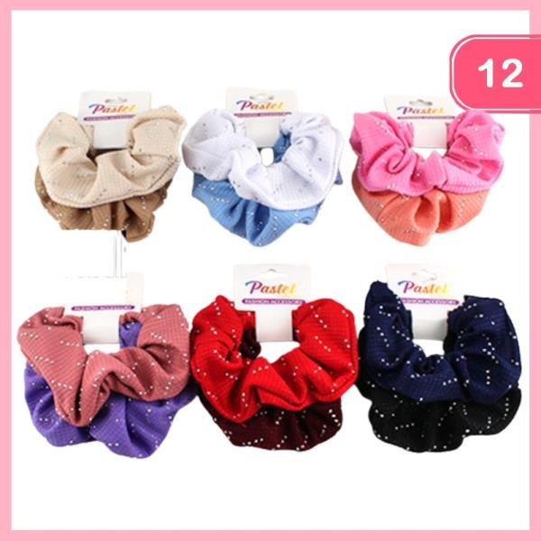 POLKA DOT HAIR SCRUNCHIES (12 UNITS)