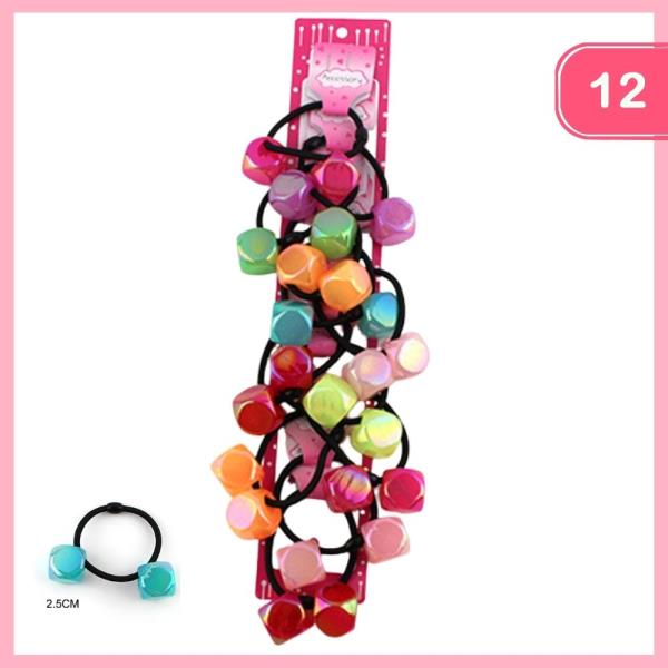 SQUARE BEAD HAIR TIE (12 UNITS)