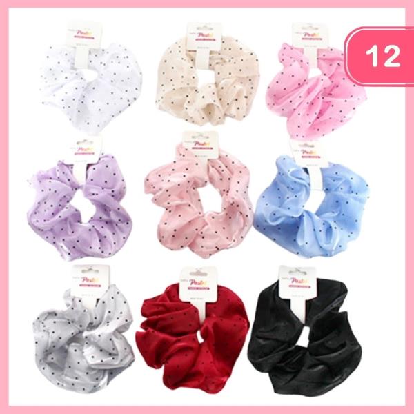 POLKA DOT HAIR SCRUNCHIE (12 UNITS)