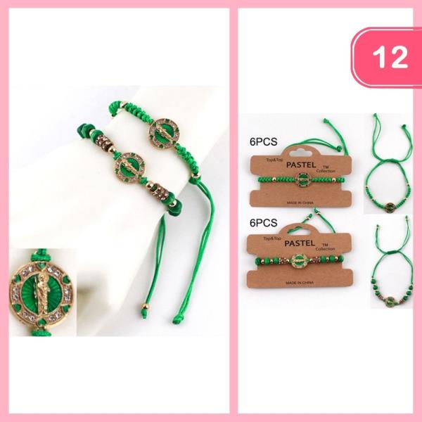 SAN JUDAS PENDANT STRING BRACELET (12 UNITS)