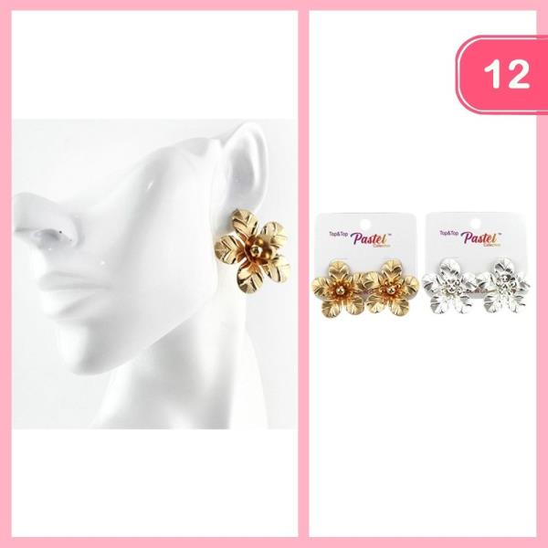 METAL FLOWER POST EARRING (12 UNITS)