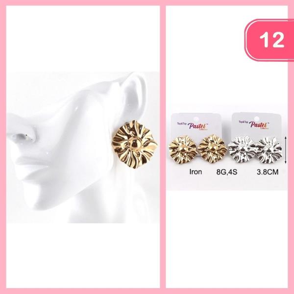 METAL FLOWER POST EARRING (12 UNITS)