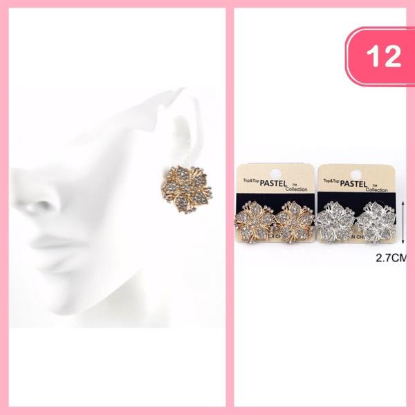 RHINESTONE FLOWER POST EARRING (12 UNITS)