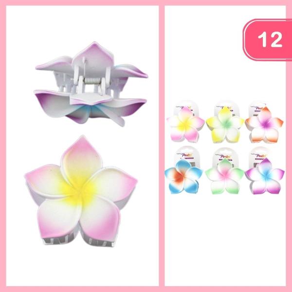HAWAIIAN FLOWER HAIR CLAW CLIP (12 UNITS)